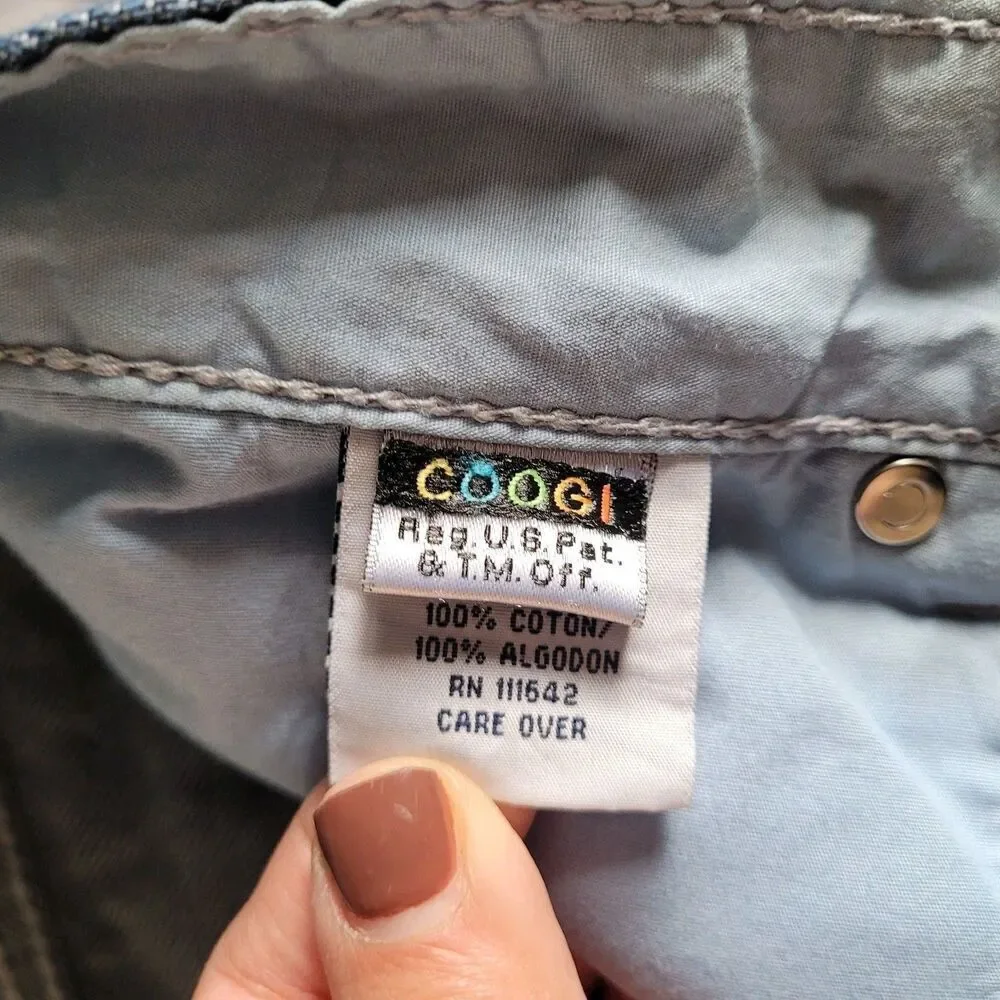 COOGI Jeans Straight Mens 36x34 Embroidered Pockets Denim Dark Blue Loose Baggy